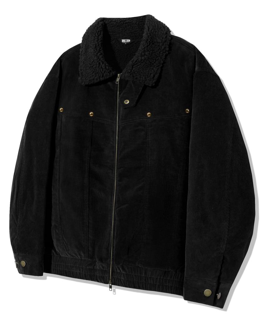 Trillion Sherpa Corduroy Studded Western Jacket_Black