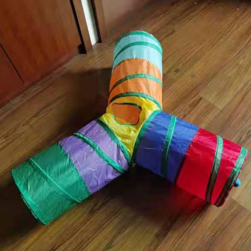 Hot Selling Rainbow Cat Tunnel: Three-Way Self-Play Toy for Boredom Relief and Cozy Cat Bed