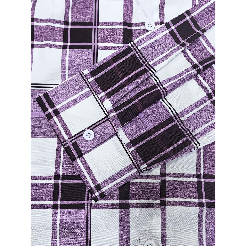 Casual Fashion Plaid Printed Women's Large Size Long Sleeve Shirt Cardigan
