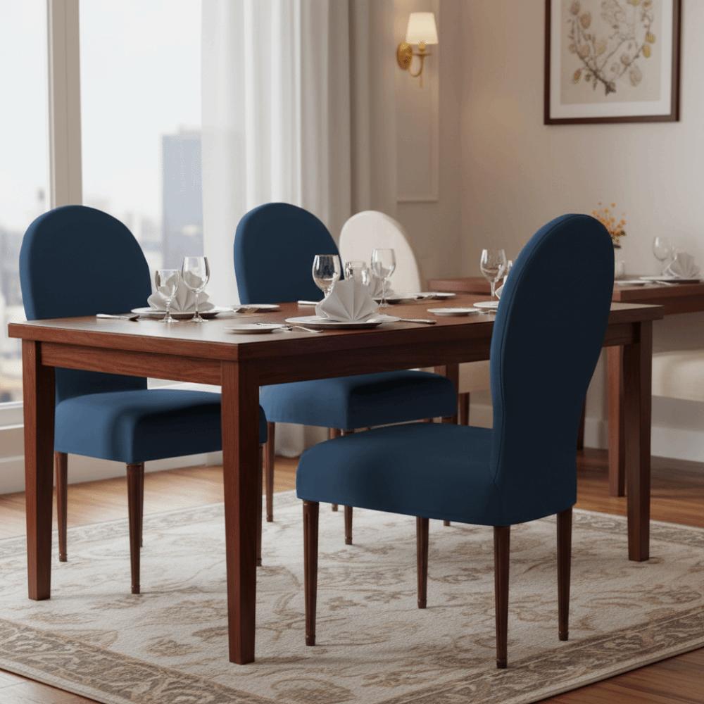 Solid Color Velvet Round Back Dining Chair Cover Stain-resistant Elastic Curved Backrest Chair Cover Thickened Skin-friendly
