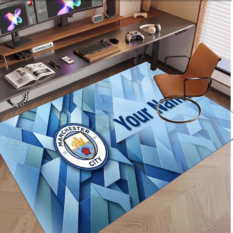 Personalized Crystal Velvet Carpet Manchester City Pattern Non Slip Floor Rug