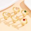 Elegant Geometric Stainless Steel Ring with Faux Pearl & Zircon Insets for Women