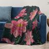 Cute Floral Fleece Blanket Soft Warm Throw Blanket for Women Girls Gift Pink Flower Design Throw Cover