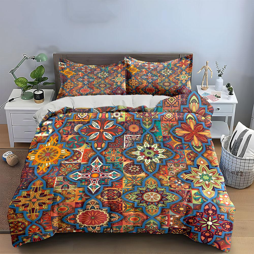 Colorful Geometric Floral Bedding Bedding Duvet Cover Set Duvet Cover Pillowcases (1 * Duvet Cover 2 * Pillowcases, without duvet insert)
