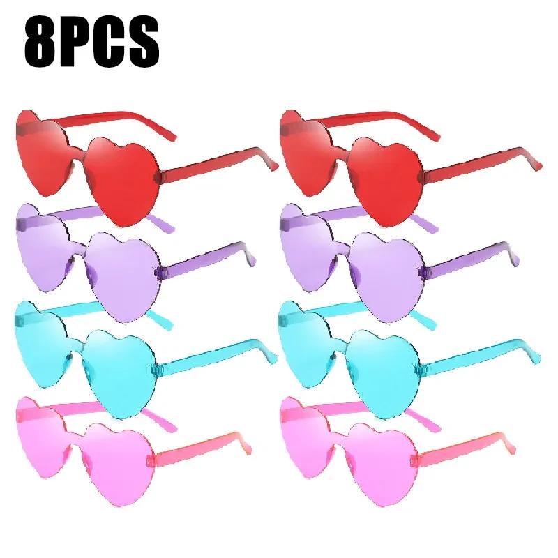Sunglasses for Women Jelly Color Frameless Heart Shaped One-piece Glasses Dazzling Color Glasses