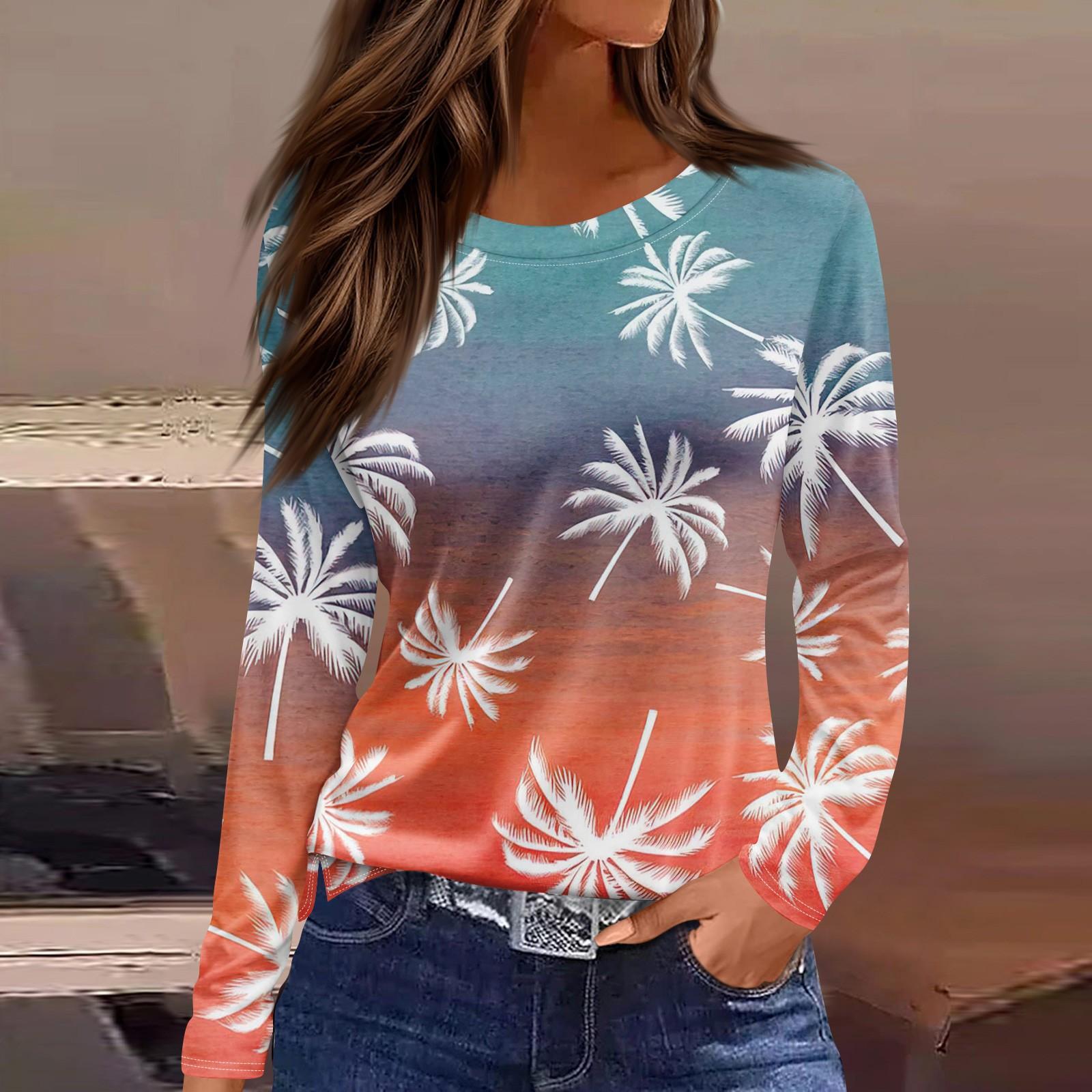 

Женская модная повседневная свободная футболка с разрезом и круглым вырезом с длинным рукавом с принтом, женский топ M оранжевый