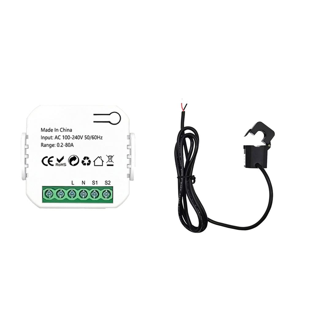 Tuya WiFi Energy Meter 80A Current Transformer Clamp KWh Power Monitor Electricity Statistics Monitoring Device