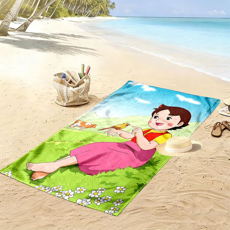 Heidi Flicka Strandhandduk, Stor Mjuk Snabbtorkande Handduk för Strand Camping Simning