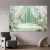 2D Sage Green Curtain Backdrop White Flower Wedding Photography Background
