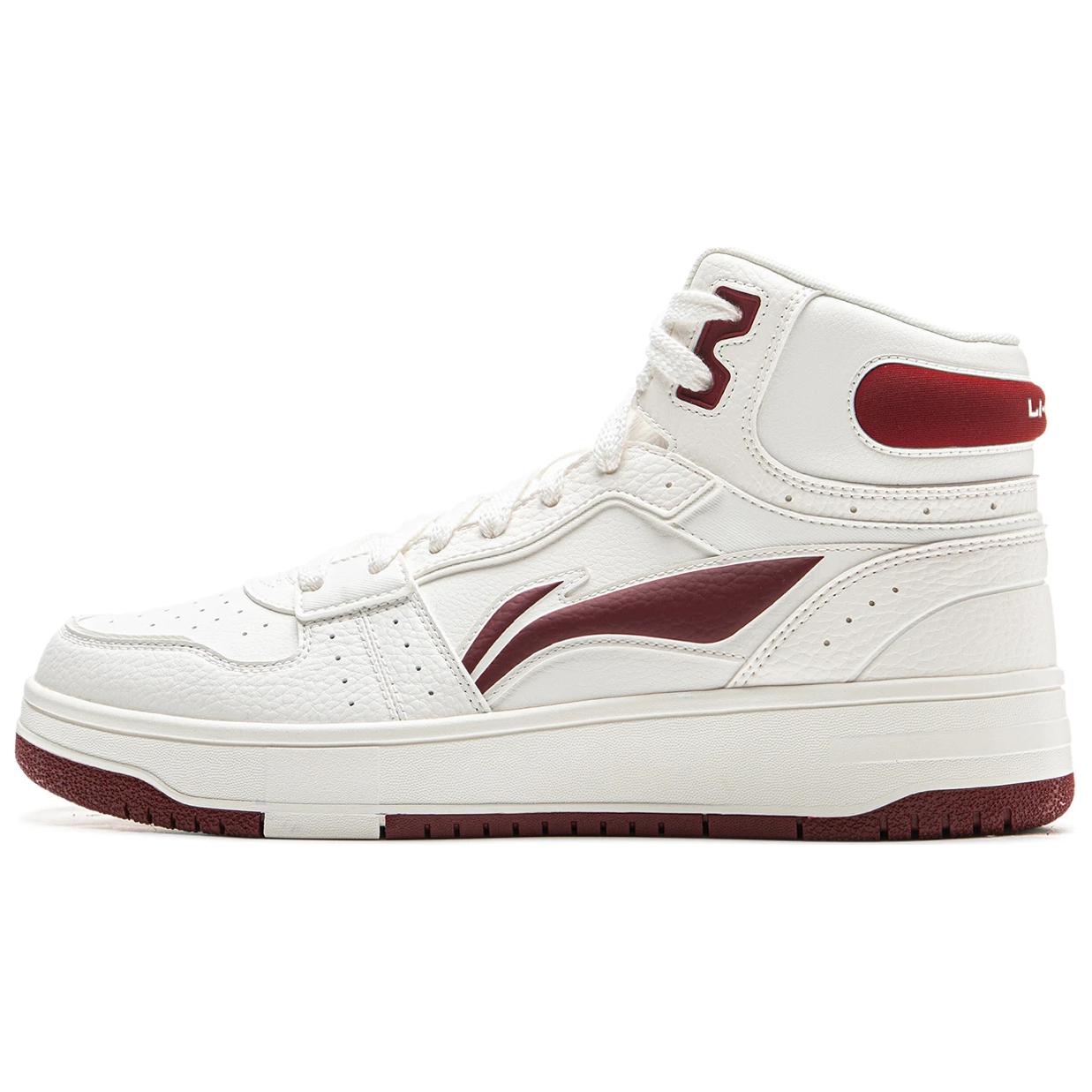 

new LiNing Tianji SOFT HI Slip Resistant Abrasion Resistant Mid top Skateboard Shoes Men s White Red 45