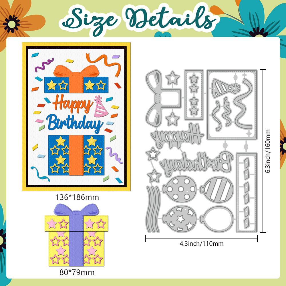 Birthday Theme Carbon Steel Cutting Dies Stencils for DIY Scrapbooking Photo Album Decorative Embossing Paper Card Box 160x110x0.8mm