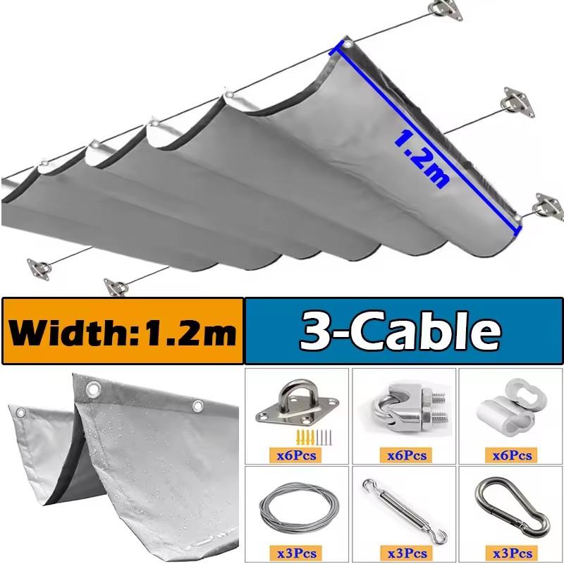 Outdoor Waterproof Perforated Wave Sunshade Sail Patio Pergola Sun Shading Awning Retractable Shading Cover With Accessories