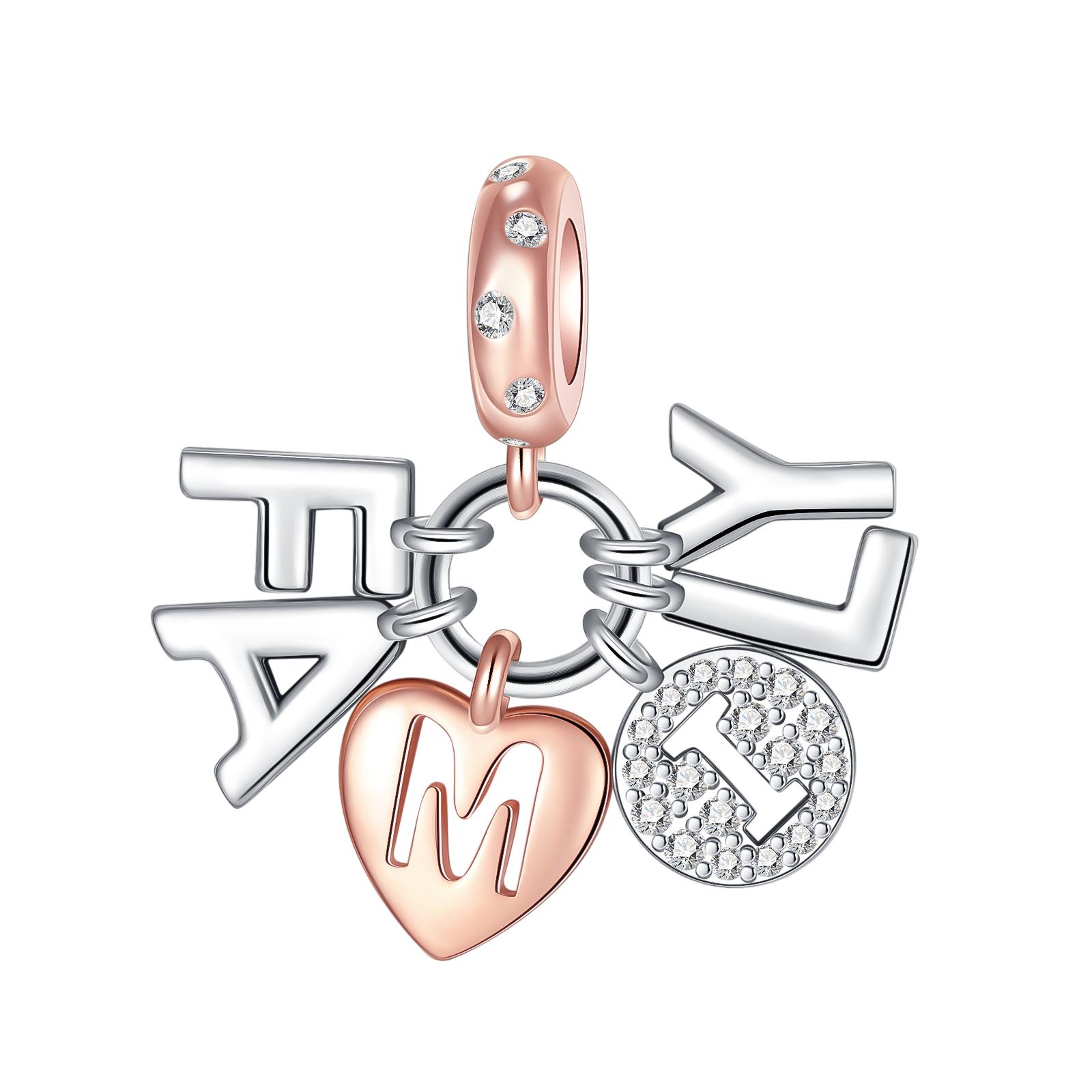 

copper Family Rose Gold Plated Diamond Pendant Charm Compatible With Authentic Pandora Charm Bead Charms Bracelets Women Do It Yourself Jewellery Gift