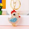 Porte-clés de voiture Poulet Élégant Strass Coloré Métal Porte-clés Pour Toutes les Occasions