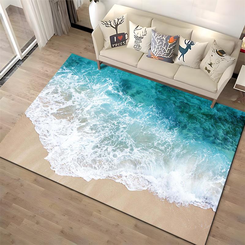 Aesthetic Ocean Wave Carpet Rug for Trendy Home Decor Suitable for Use As an Anti-slip Game Mat for Living Room and Bedroom Sofas