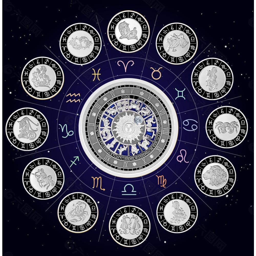 Diamonds, zodiac signs, creative coins, gifts for girls, complete set, vintage style, gold-plated coins, gifts, creativity, collectibles