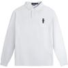 Polo Solid Color Bear Embroidered Long Sleeve Polo Shirt Men Tops White 710766810-002
