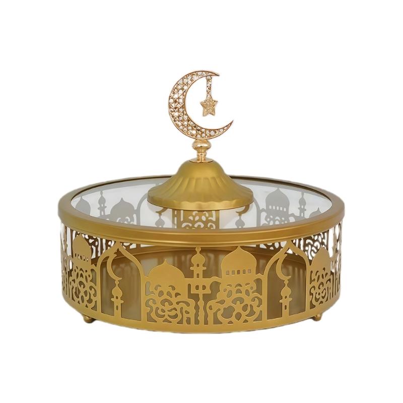 Multi Functional Iron Serving Tray for Holiday Parties Elegant Snacks Storage Container with Nonslip Base