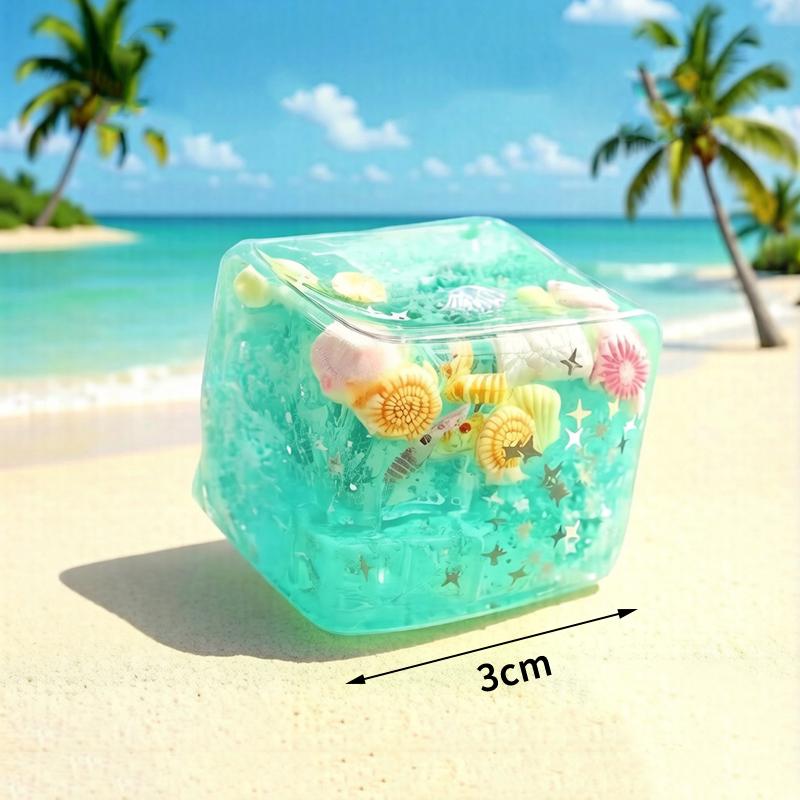 Kawaii Ocean Theme Slow Rebound Toy Ice Cube Shaped Stress Relief Squeeze Toy Creative Kids And Adults Squeeze Relax Gifts
