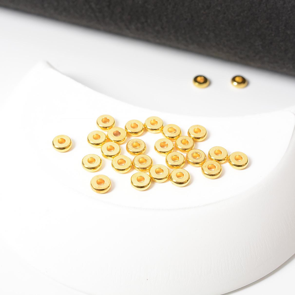 

18K Gold-Filled Color-Preserving Spacer Beads for DIY Bracelets & Necklaces – Smooth Flat Wheel Jewelry Accessories 3mm