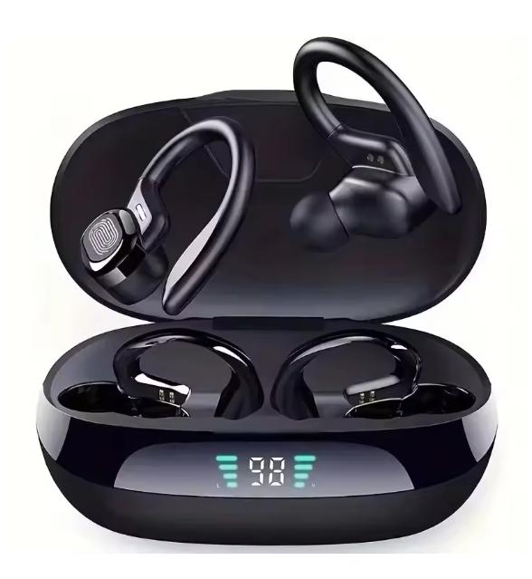 

Wireless Bluetooth Earbuds with Ear Hook IPX7 Waterproof Sport Headphones Noise Cancelling Deep Bass LED Display for Running Gym чорний