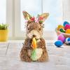 Straw Easter Rabbit Bunny Sculpture Crafts Standing Animal for Desktop Indoor Outdoor Garden Home Holiday Decoration
