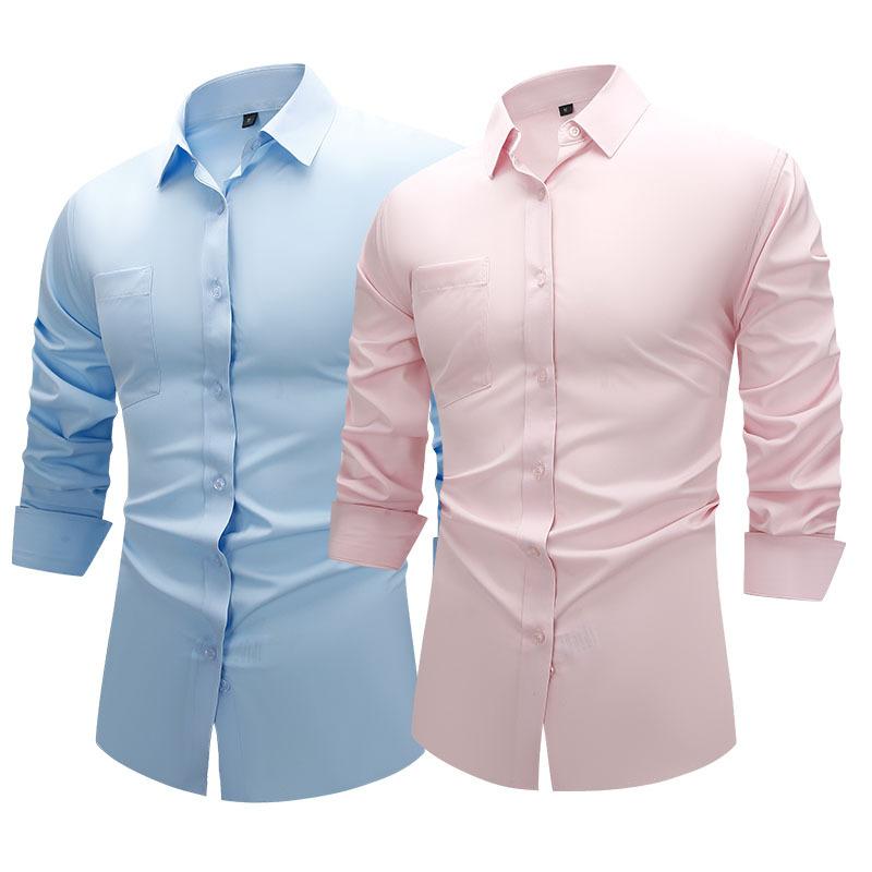 Spring and Summer Elastic US Size Shirt Men's Long Sleeved Business Casual Office Dress Thin Shirt