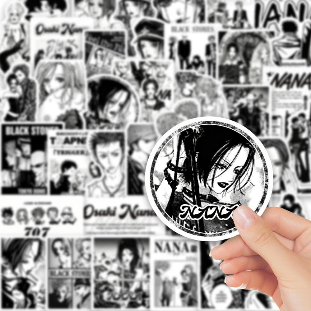 NANA Osaki Black and White Cartoon Sticker Set (52 pcs) - Waterproof DIY for Phone Cases and Suitcases