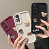 Note11 Cute 3D Bear Coffee Liquid Silicone Case For Xiaomi Redmi Note 11 Pro 11pro 11s 4g Note11pro Cartoon Soft Cover Note11s
