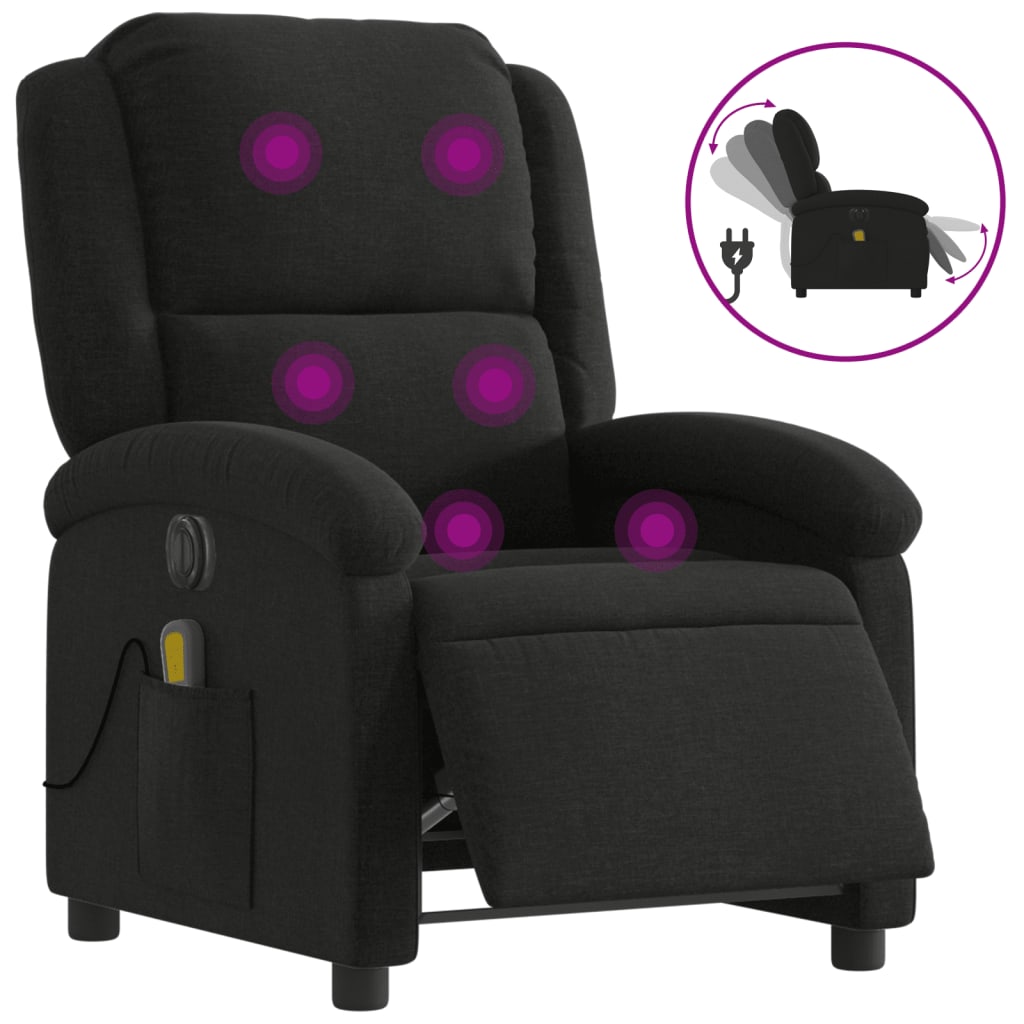 Vidaxl Foldable Massage Armchair, Electric, Black, Fabric