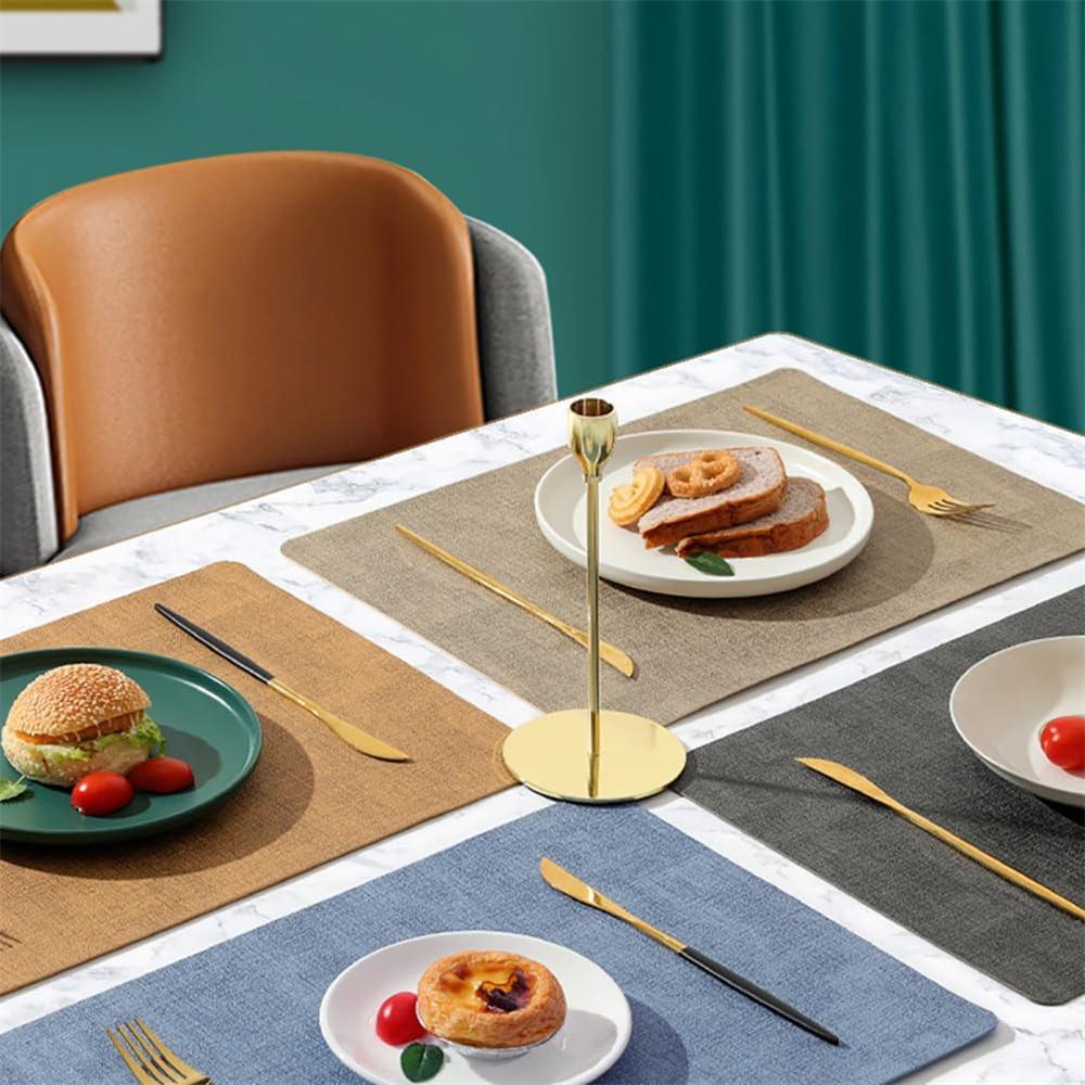 Single/Double-Sided Leather Placemats Rectangular Stylish Minimalist Placemats Heat-Resistant, Non-Slip, Waterproof, Insulated