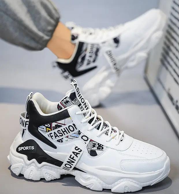 Herren High-Top Schuhe Winter Drehknopf Basketball Sportschuhe Jugend Trendmarke vielseitig Putian Fried Street Dad Schuhe dicke Sohle