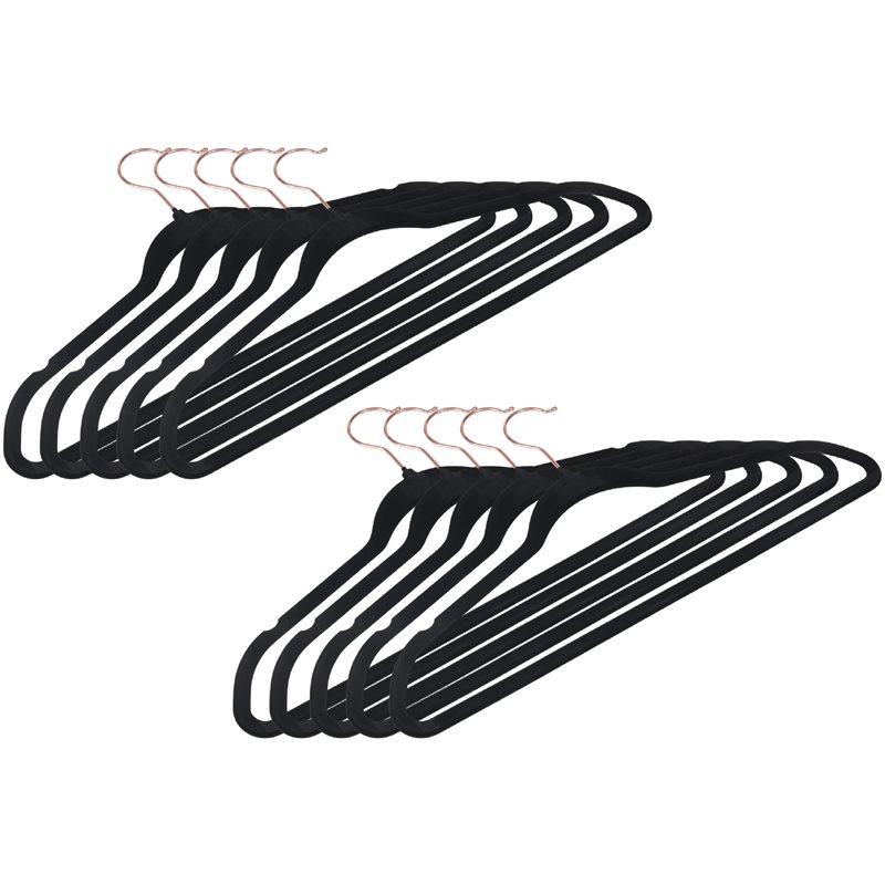 

BAAU Slim Velvet, Non-Slip Suit Clothes Hangers Coat Hanger, Black Rose Gold Hook Durable Easy To Use