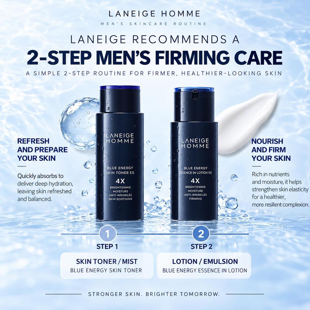 LANEIGE Homme Blue Energy Essence In Lotion EX Hydrating Men's Facial Moisturizer 125ml