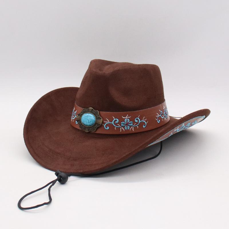 Viaggi Vacanza Stile Etnico Cappello a Cilindro Ricamato Jazz Tibetano Nuova Moda Alto Senso Transfrontaliero Cappello Occidentale in Denim