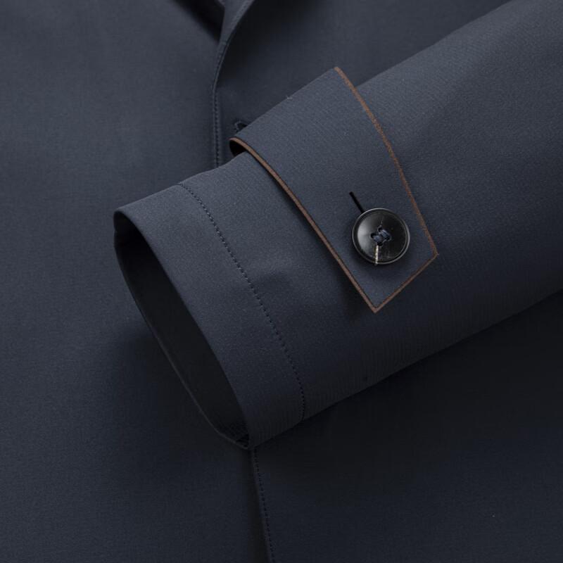 Fengxun Men's Silk Blend Suit Collar Trench Coat