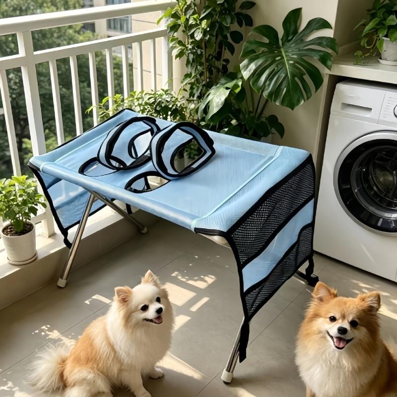 Trimming Station for Small Dogs and Cats, Pet Hammock Grooming Cradle with Four Leg Openings and a Take-Apart Base