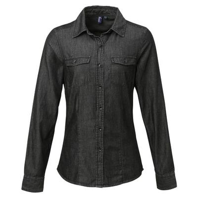 Langärmliges Jeanshemd mit Jeansstich für Damen/Damen