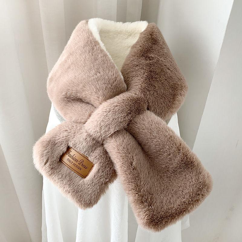 Plush Small Scarf Female Autumn and Winter Japanese Retro Wild Double-sided Plush Neck Collar