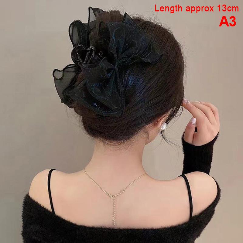 Retro Large Butterfly Clouds Mesh Hair Clips Ponytail Shark Grab Clip Girls Gift Hair Accessories