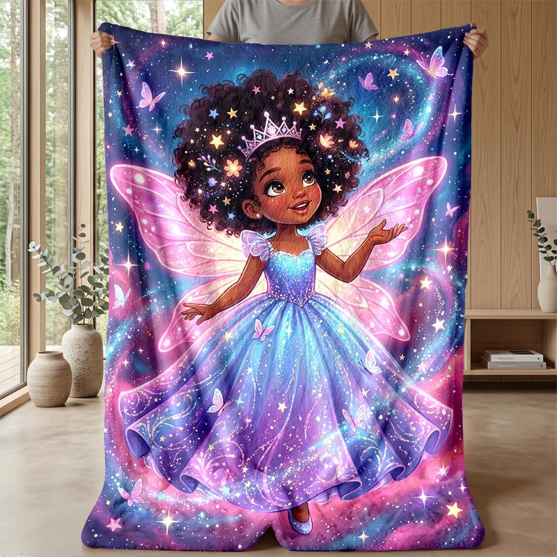 Fairy and Unicorn in Fantasy Forest Theme blanket Lightweight Warm Flannel Blanket Decorative Throw Blanket for Home Decoration