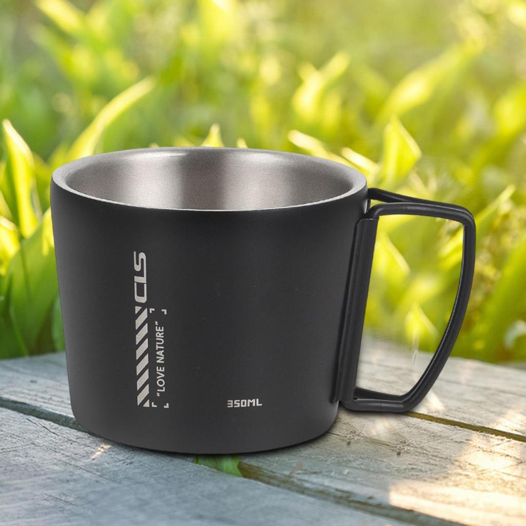 Camping Mug 350ml Reusable Travel Mug Hunting Metal Hiking Travel Camp Drinking Cup Double Wall Drinkware Insulated Tea Cup