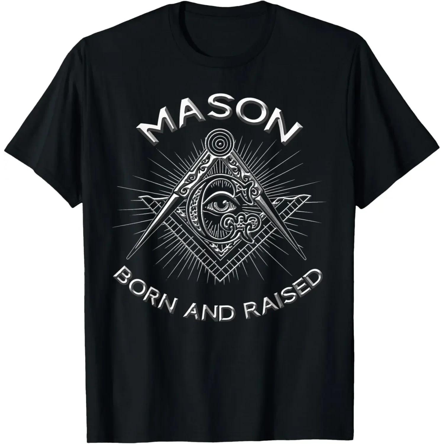 

Mason Born and Raised Masonic Freemason T-Shirt 100% Cotton O-Neck Short Sleeve Summer Casual Mens T-shirt Size S-3XL XXXXXL чорний