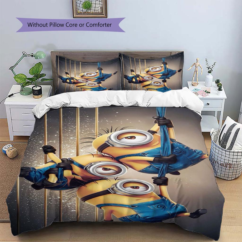 Jorge The Minion's Adorable Greeting: A Comfortable and Cozy Bedding Set—the Perfect Choice To Decorate Your Bedroom.