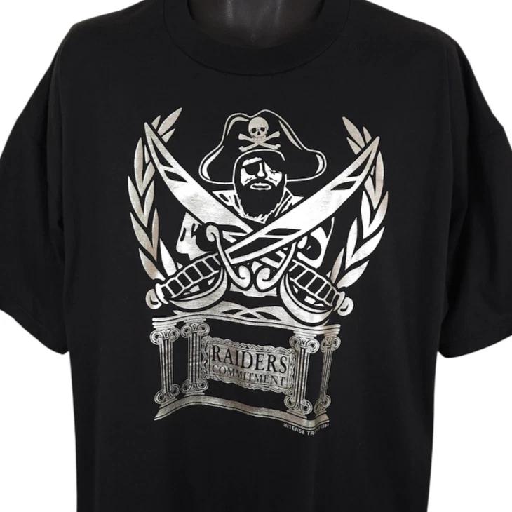 Vintage Oakland Raiders 100% Cotton T-shirt Mens Tees Top Mens Size 3XL Black 90s NFL Football Made In USA M