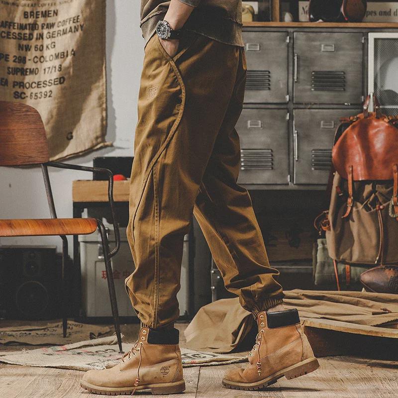 Jay Leno Men's Retro Overalls: American Heavyweight Loose Cuffed Casual Pants for Autumn.