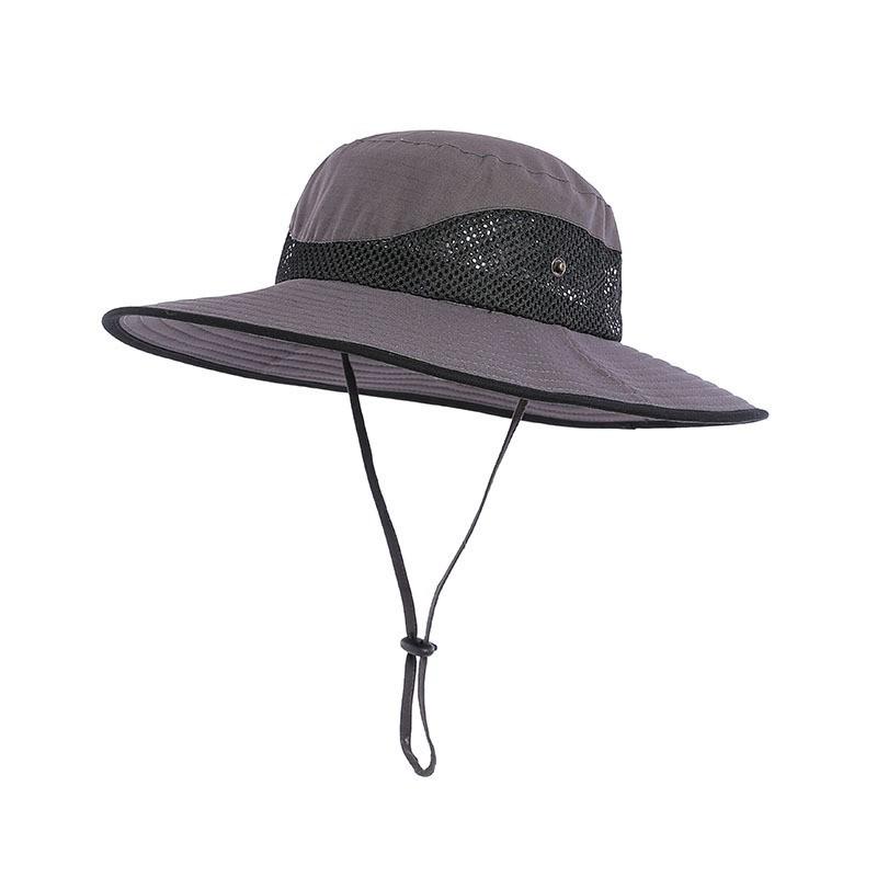 Quick Drying Summer Men'S Bucket Hat Outdoor Uv Protection Wide Border Panama Safari Hunting Hiking Hat Mesh Fisherman'S Hat