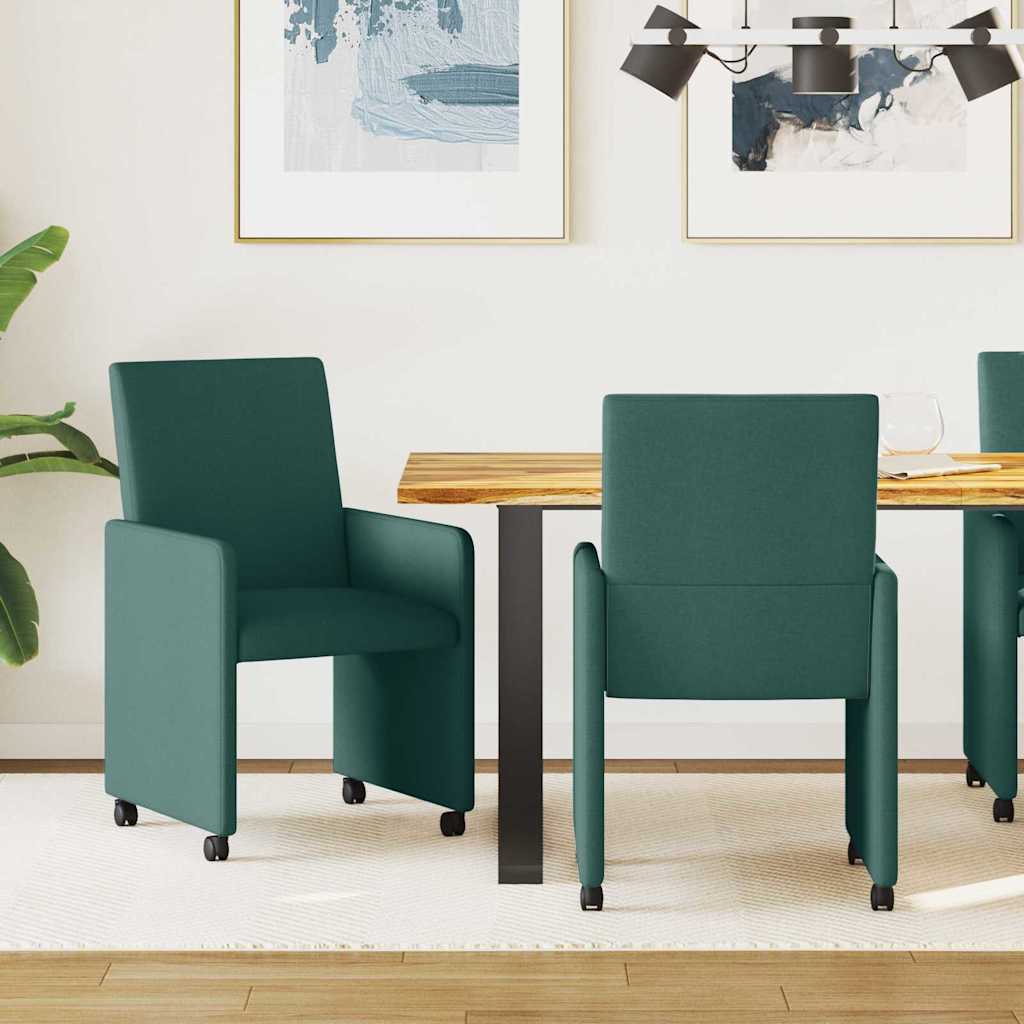 Dining Chairs with Casters 2 pcs Dark Green 57 x 66 x 94 cm