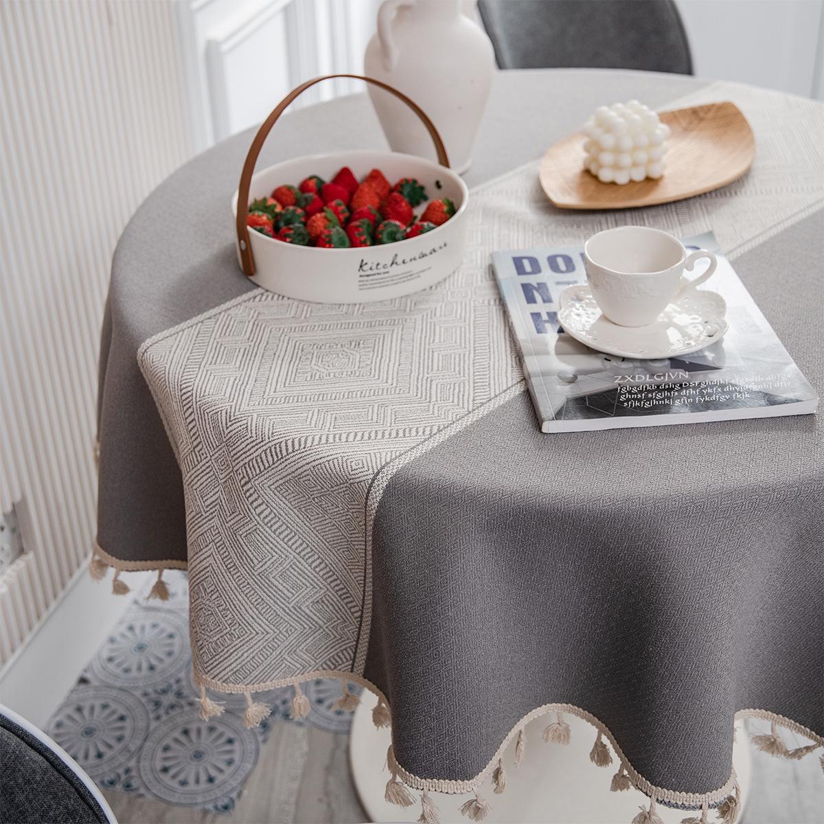 Японская хлопково-льняная скатерть - Свежая, художественная, варианты круглой и прямоугольной формы Round 150