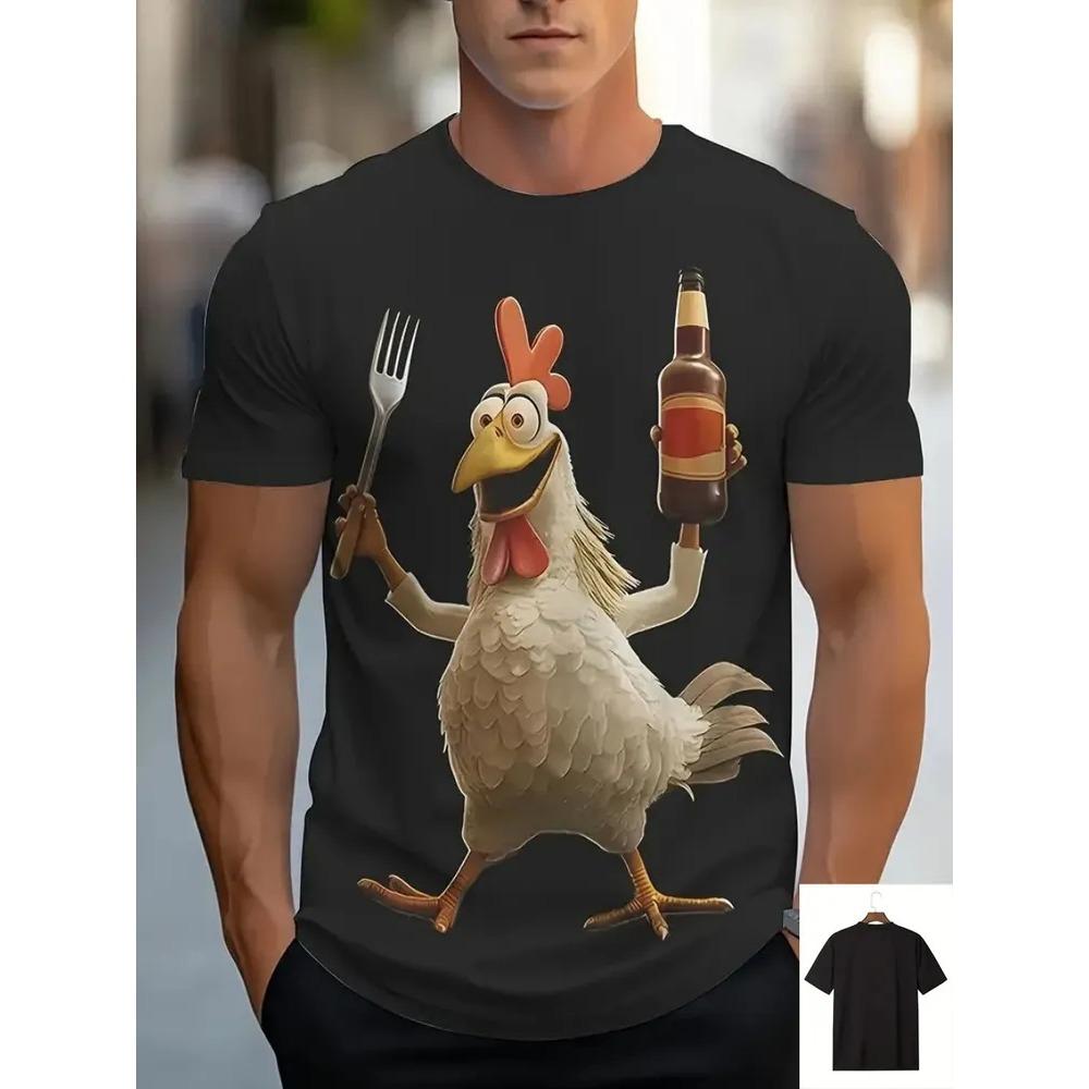 Summer Comfortable Fashionable Men's T-shirt Colorful Retro Portrait Printing Soft Breathable Round Neck Short Sleeved T-shirt
